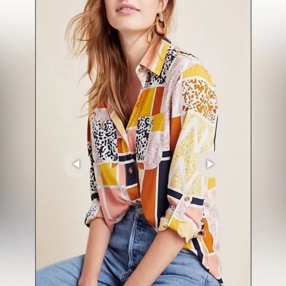 Anthropologie Odells Patchwork Button Down Shirt - image 3